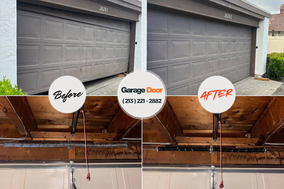 Before and after: garage door repair Clover Creek, WA